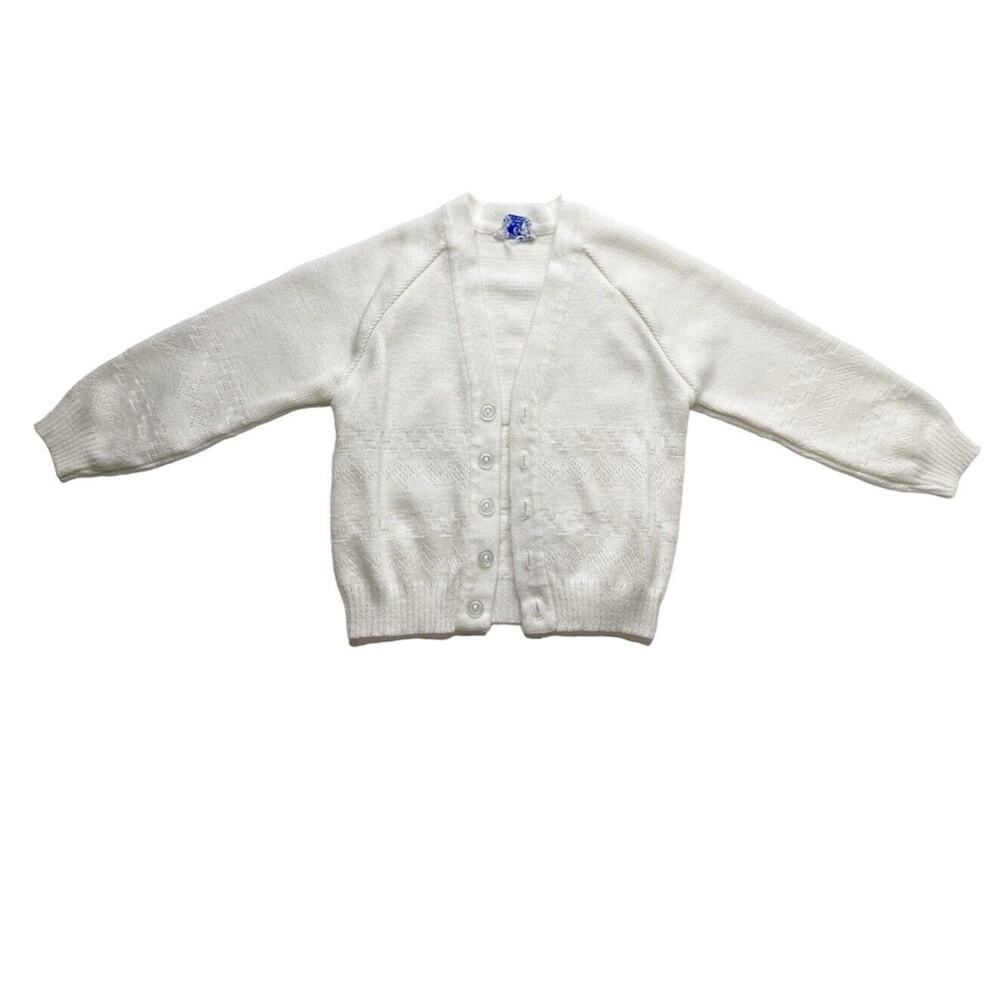 Julius Berger Ivory Crochet Long Sleeve Cardigan Sweater - Toddler Vintage